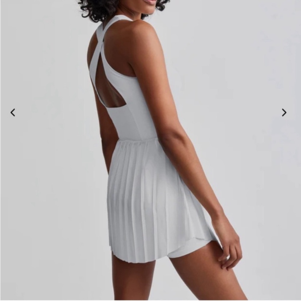 Varley White Pleated Tennis dress romper - Picture 2 of 13